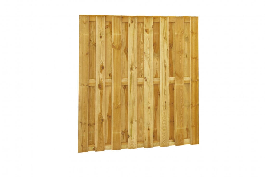 Plankenscherm | Grenen hout | geschaafd | 18 planken van 15 mm | 179 x 179 cm | recht | groen geïmpregneerd